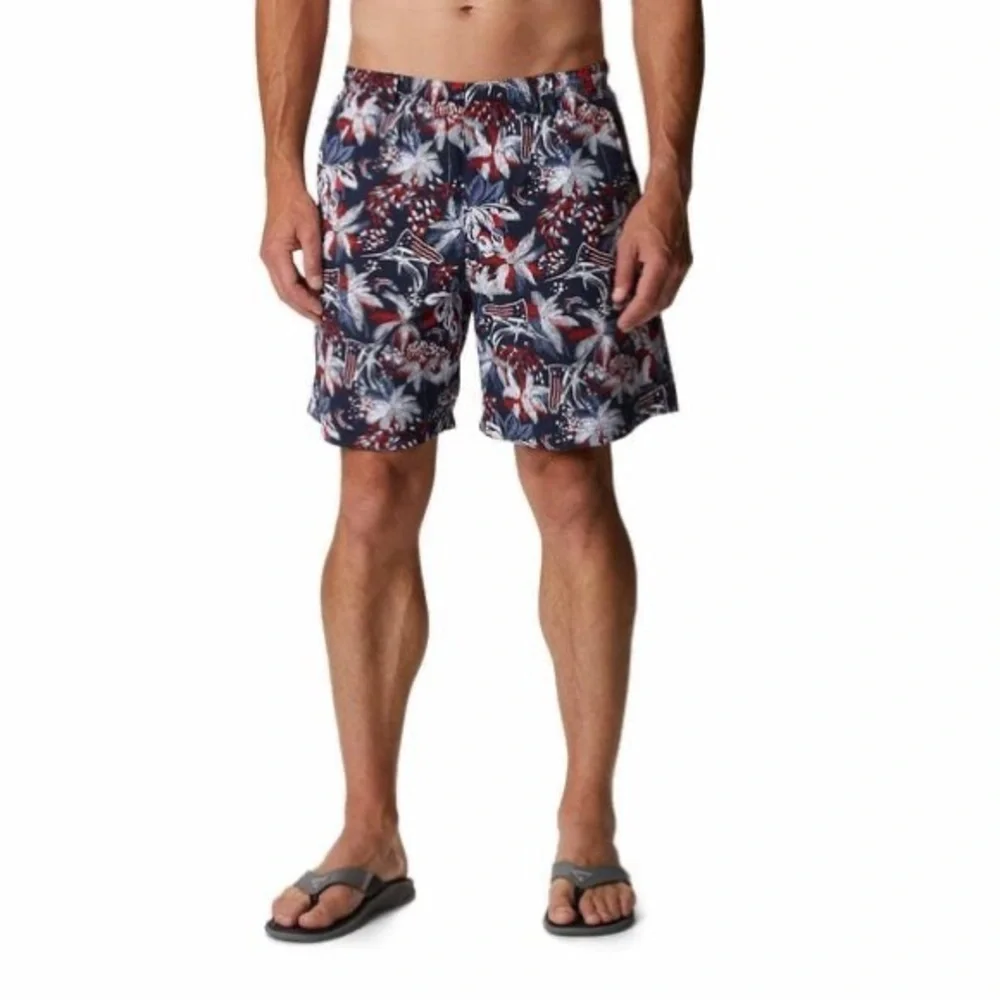 Columbia Men's PFG Super Backcast™ Swim Trunks- Red, Blue, White
